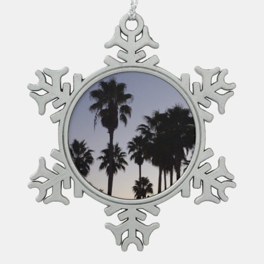 Dusk met Palm Trees Tropische Scene Tin Sneeuwvlok Ornament (Voorkant)