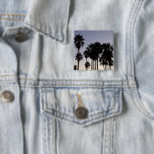 Dusk met Palm Trees Tropische Scene Vierkante Button 5,1 Cm (In situ)