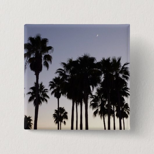 Dusk met Palm Trees Tropische Scene Vierkante Button 5,1 Cm (Voorkant)