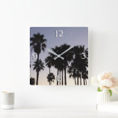 Dusk met Palm Trees Tropische Scene Vierkante Klok (Huis)