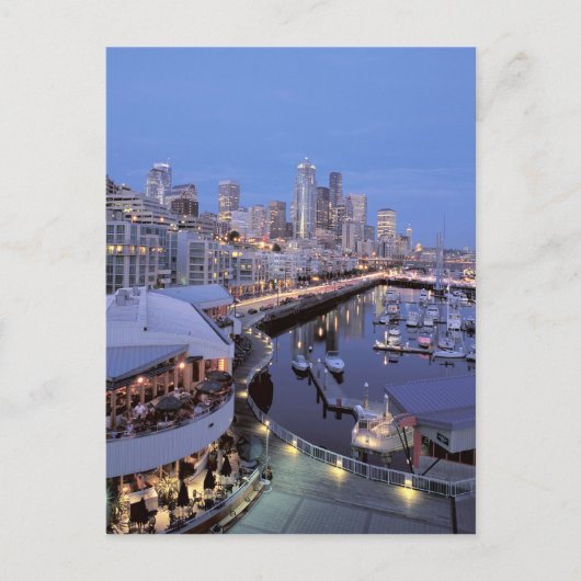 Dusk op Bell Harbour in Seattle, Washington. Briefkaart (Voorkant)