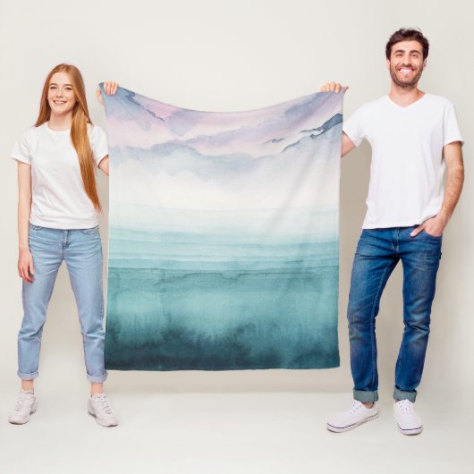 Dusk op de baai - Waterverf Fleece Deken (In situ)