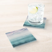 Dusk op de baai - Waterverf Glazen Onderzetter (Schuin)