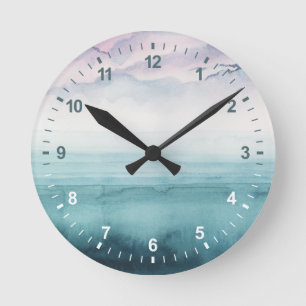 Dusk op de baai - Waterverf Ronde Klok