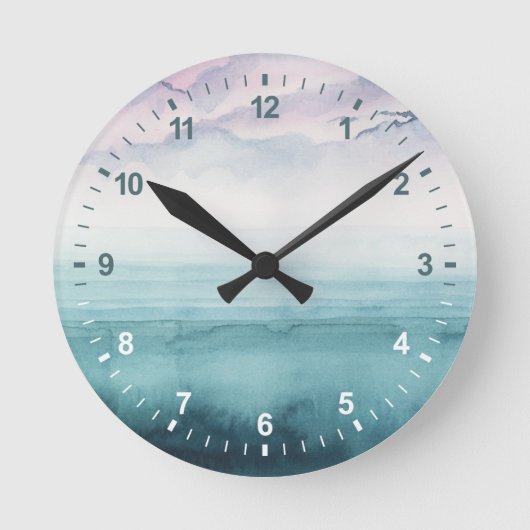 Dusk op de baai - Waterverf Ronde Klok (Voorkant)