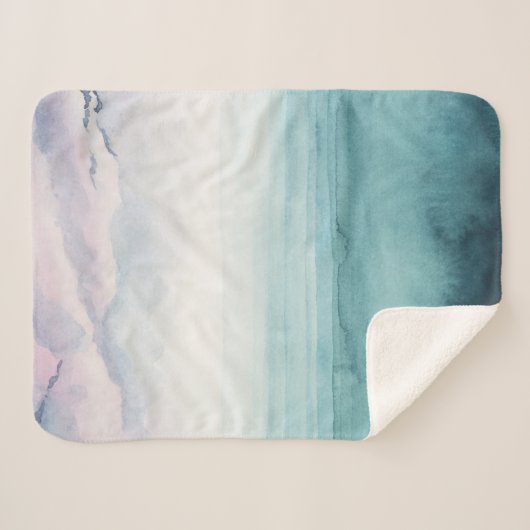 Dusk op de baai - Waterverf Sherpa Deken (Voorkant (horizontaal))