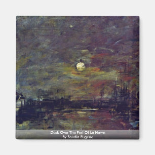 Dusk over de haven van Le Havre door Boudin Eugèn Magneet