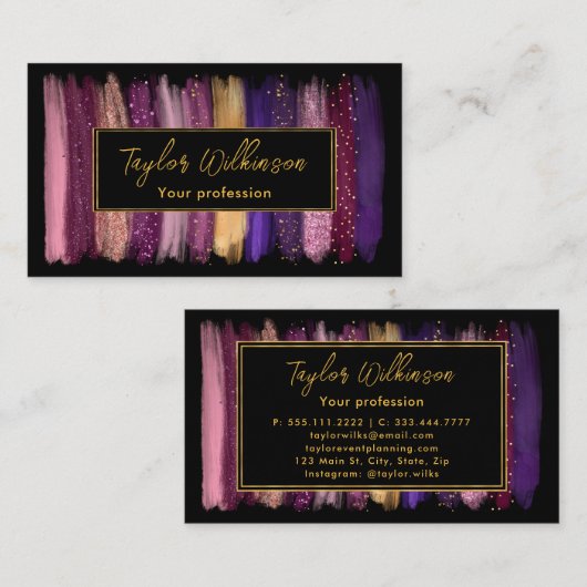 Dusk roze en Paarse penseelstreken Visitekaartje (Voorkant / Achterkant)