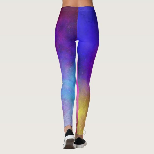 Dusk Stars Galaxy Space Roze Paarse schemering Leggings (Achterkant)