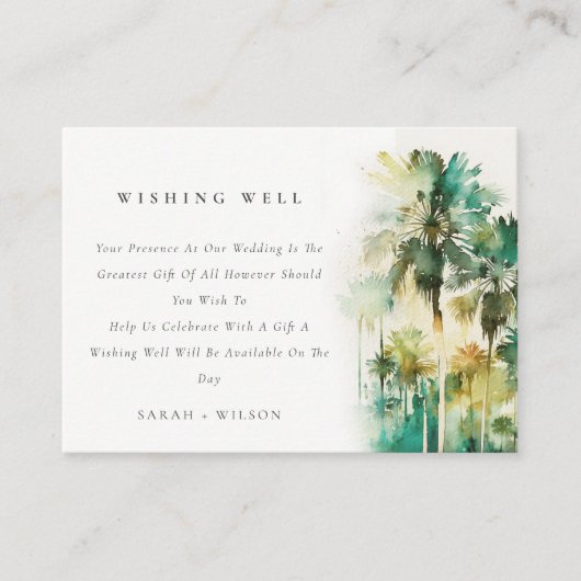 Dusk Tropical Palm Trees Wedding Good Informatiekaartje (Voorkant)