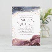 Dusk Waterverf Geometric Modern bruiloft Kaart (Staand voorkant)