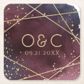 Dusk Waterverf Geometric Modern Wedding Kartonnen Onderzetters (Voorkant)