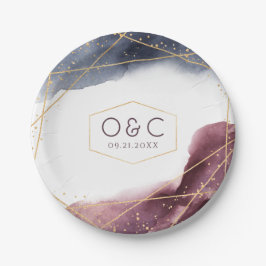 Dusk Waterverf Geometric Modern Wedding Papieren Bordje