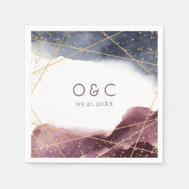 Dusk Waterverf Geometric Modern Wedding Servet