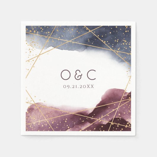 Dusk Waterverf Geometric Modern Wedding Servet (Voorkant)