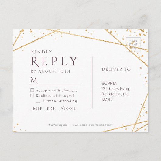 Dusk Waterverf Geometrisch Modern Bruiloft RSVP Uitnodiging Briefkaart (Achterkant)