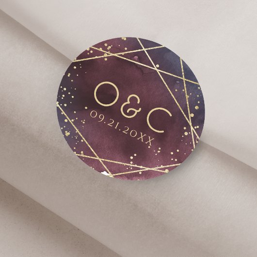 Dusk Waterverf Geometrisch Modern monogram Ronde Sticker