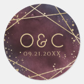 Dusk Waterverf Geometrisch Modern monogram Ronde Sticker (Voorkant)