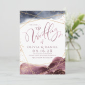 Dusk Waterverf Geometrische kalligrafie bruiloft Kaart (Staand voorkant)