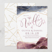 Dusk Waterverf Geometrische kalligrafie bruiloft Kaart (Voorkant / Achterkant)