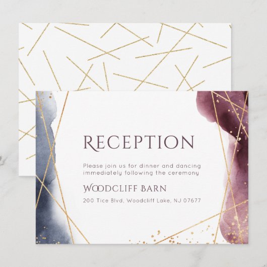 Dusk Waterverf geometrische moderne bruiloft recep Kaart (Voorkant / Achterkant)