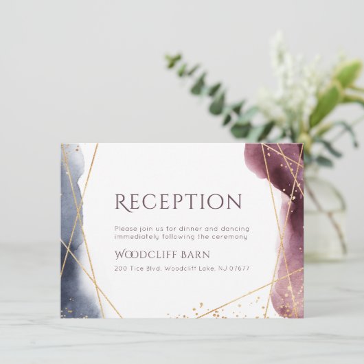 Dusk Waterverf geometrische moderne bruiloft recep Kaart (Staand voorkant)