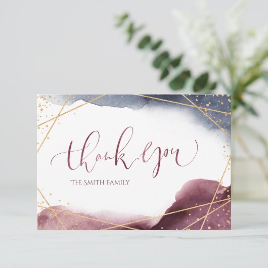Dusk Waterverf geometrische moderne kalligrafie Bedankkaart (Staand voorkant)