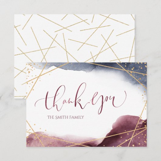 Dusk Waterverf geometrische moderne kalligrafie Bedankkaart (Voorkant / Achterkant)