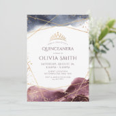 Dusk Waterverf Geometrische Moderne Quinceanera Kaart (Staand voorkant)