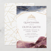 Dusk Waterverf Geometrische Moderne Quinceanera Kaart (Voorkant / Achterkant)