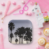 Dusk with Palm Trees Tropical Scene Papieren Bordje (Feest)