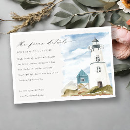 Dusky Aqua Lighthouse Mountain Wedding Details Informatiekaartje
