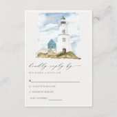 Dusky Aqua Lighthouse Mountain Wedding RSVP Informatiekaartje (Voorkant)