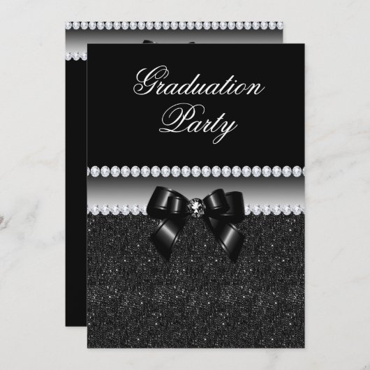 Dusky Black Graduation Party Kaart (Voorkant / Achterkant)