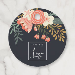 Dusky Black Oranje Blush Ambrosia Floral Logo Bedankjes Labels