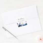 Dusky Blauw Goud Bloemen Welkom Bruiloft Vierkante Sticker (Envelop)