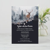 Dusky blauw grijs leisteen waterverf hert bosbomen kaart (Staand voorkant)