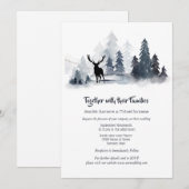 Dusky blauw grijs waterverf bos hert silhouet kaart (Voorkant / Achterkant)