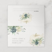 Dusky Blauw Groen Goud Succulent Pompoen Bruiloft  Plaatskaartje (Buitenkant ongevouwen)