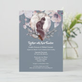 Dusky blauwe grijze leisteen zwarte waterverf maan kaart (Staand voorkant)