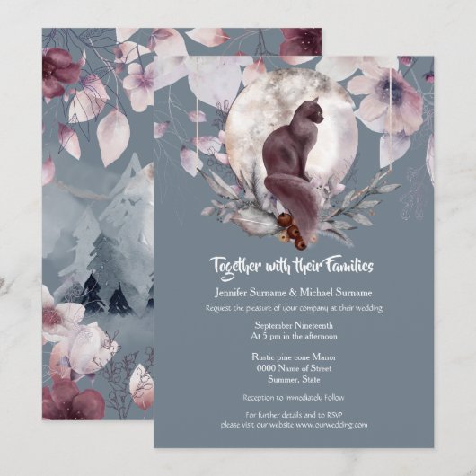 Dusky blauwe grijze leisteen zwarte waterverf maan kaart (Voorkant / Achterkant)