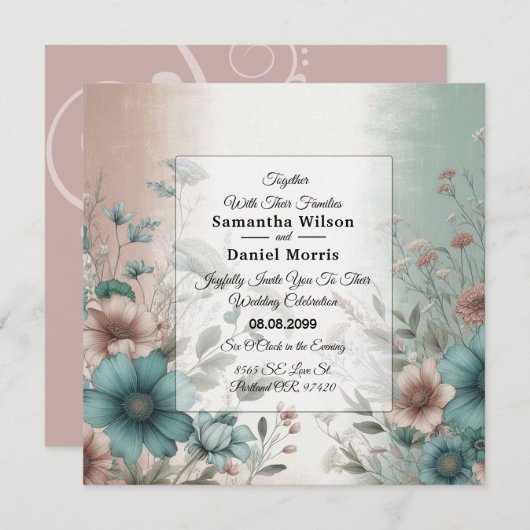 Dusky bloemblaadjes en zachte sereniteit bloemenbr kaart (Voorkant / Achterkant)