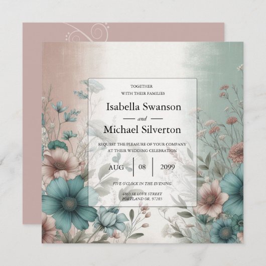 Dusky bloemblaadjes en zachte sereniteit bloemenbr kaart (Voorkant / Achterkant)