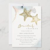 DUSKY BLUE BEACH STARFISH VRIJGEZELLENFEEST INVITE BEDANKKAART (Voorkant)