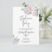 Dusky Blue & Blush bruiloft uitnodiging (Staand voorkant)