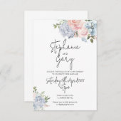 Dusky Blue & Blush bruiloft uitnodiging (Voorkant / Achterkant)