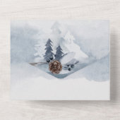 Dusky Blue-bos met kerstbruiloft All In One Uitnodiging (Achterkant)