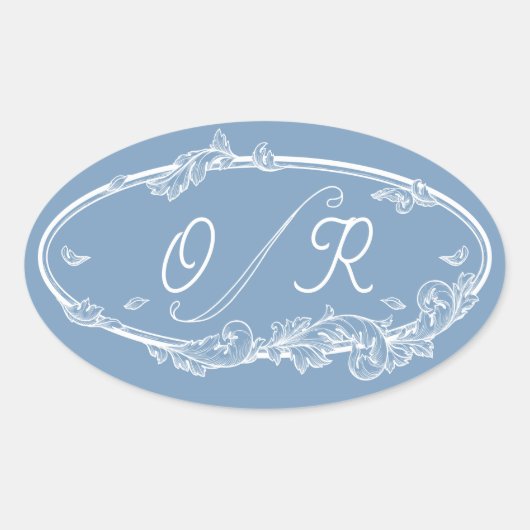 Dusky Blue Coast Minimal Wedding Ovale Sticker (Voorkant)