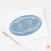 Dusky Blue Coast Minimal Wedding Ovale Sticker (Envelop)