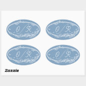 Dusky Blue Coast Minimal Wedding Ovale Sticker (Vel)